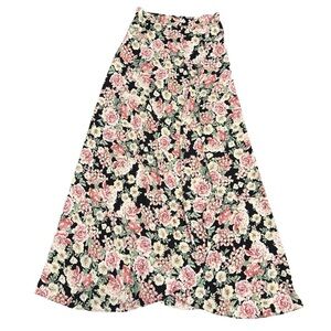 Olivaceous Long Faux Wrap Ditsy Floral Cottagecore A-Line Maxi Skirt